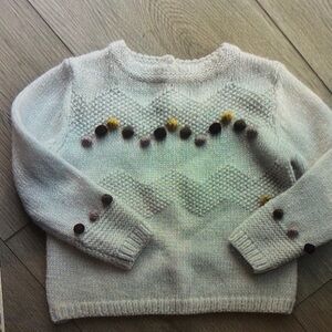 Cozy Kids Sweater with Pom Pom Detail - Cream